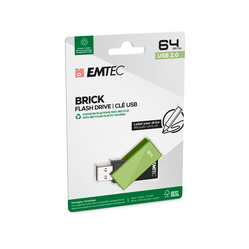 EMTEC 64GB 2.0 BRICK – Memoria USB Compacta
