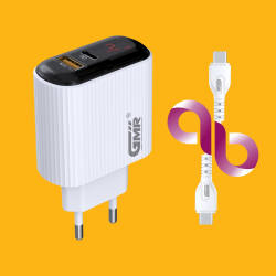 Cargador GMR CH-2603 Dual USB / PD 18W | Carga Rápida y Segura para iPhone, iPad y Dispositivos USB