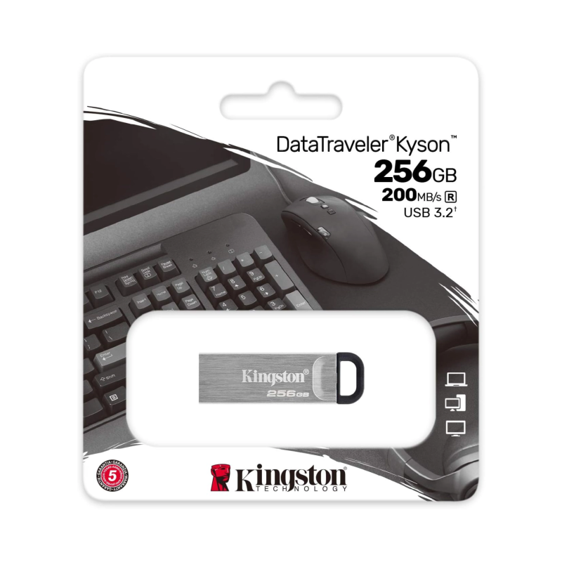 Kingston DataTraveler Kyson 256GB USB 3.2 Gen 1 | Memoria Flash de Alta Velocidad y Diseño Metálico