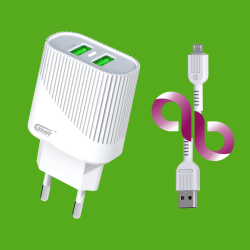 Cargador Dual GMR CH-2502 MicroUSB 2.4A | Carga Rápida y Segura para Dispositivos Android