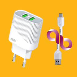 Cargador Dual GMR CH-2503 USB a Tipo-C 2.4A | Carga Rápida y Segura para Dispositivos Android e iOS