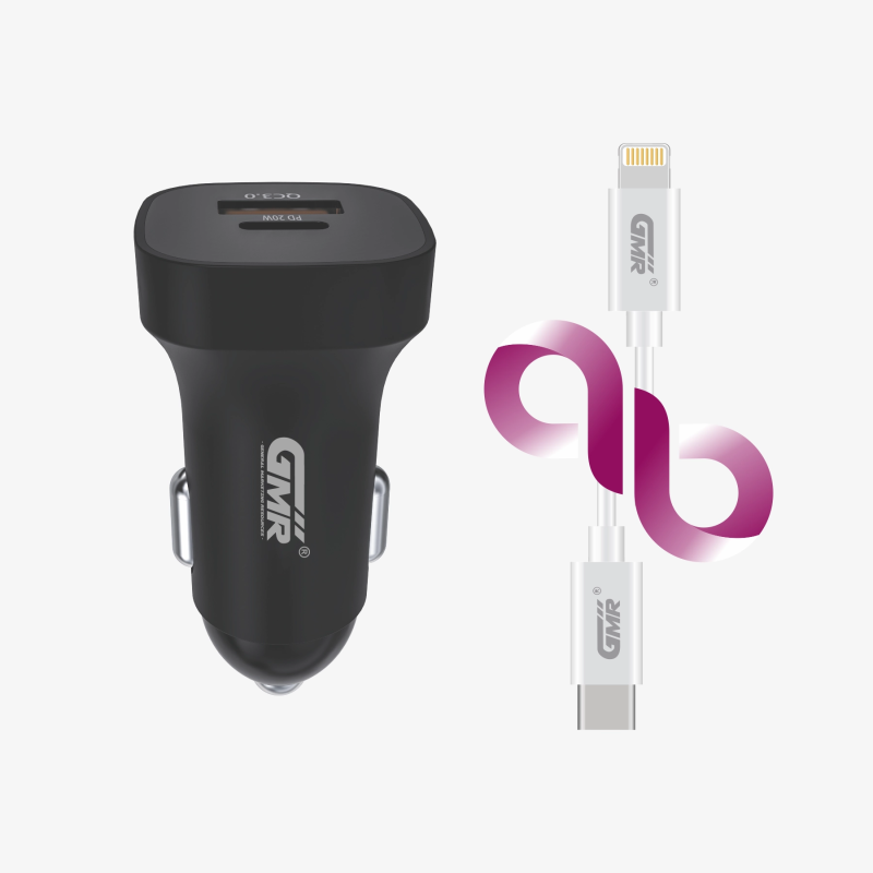 Cargador de Coche GMR CH-2301 Lightning 30W | Carga Rápida y Segura para iPhone y iPad